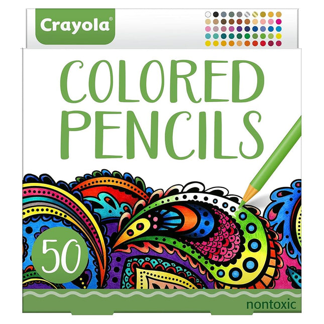 Crayola Colored Pencils, 50 Count, Pre-sharpened, Non Toxic, Art Tools, Assorted Colors, great for Adult Coloring Books and Drawing