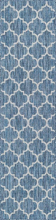 Unique Loom Trellis Collection Area Rug-Lattice Design, Moroccan Inspired for Indoor/Outdoor Décor, 2' 0" x 8' 0" Runner, Navy Blue/Gray