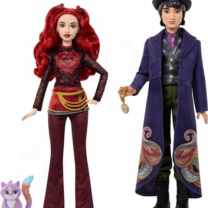 Mattel Disney Descendants: Wicked Wonderland Fashion Doll 2-Pack, Red & Max with Movie-Inspired Clothing, Cat Animal Friend & Pocketwatch Accessory (Amazon Exclusive)