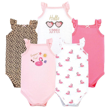 Hudson Baby Unisex Baby Cotton Sleeveless Bodysuits, Summer Fun, 18-24 Months