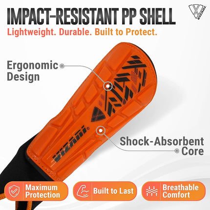 VIZARI Malaga Soccer Shinguard | Durable Soccer Shin Guard with Tough Protection & Elastic Straps | Breathable, Moisture-Wicking Youth Soccer GearProduct