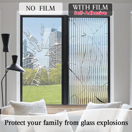 Windimiley Reeded Glass Window Privacy Film: 3D Fluted Bathroom Window Clings UV Sun Blocking Heat Blocker Decorative Window Stickers Adhesive Frosted Window Decals Cover,23.6x157.5in,Transparent