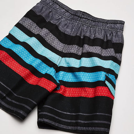 Kanu Surf Big Boys Echo Stripe Swim Trunks Black 10/12