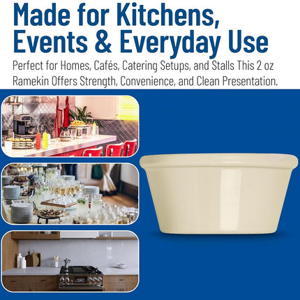 Carlisle FoodService Products Pot à sauce lisse pour ramequin, pour restaurants, cafétérias et restauration rapide, en plastique, 2 onces, Os, (Paquet de 72)