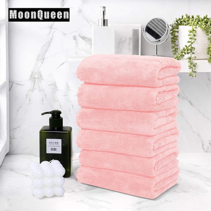 MOONQUEEN 18 Pack Premium Hand Towels - Quick Drying - Microfiber Coral Velvet Highly Absorbent Towels - Multipurpose Use as Hotel, Bathroom, Shower, Spa, Hand Towel 16 x 28 inches (Pink)