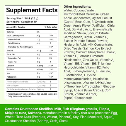 FOODOLOGY Collagen Centella Jelly (Green Apple) – Collagen Peptide with PDRN – Biotin, Vitamin A & E for Skin Glow, Hair & Nails – Korean Beauty Supplement – 10 Sticks
