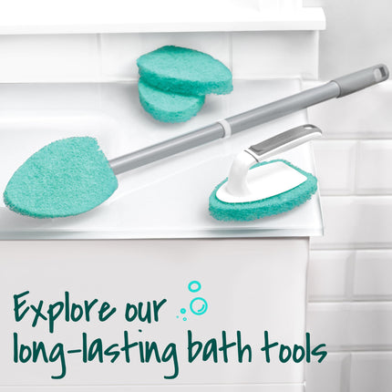 Scotch-Brite Kit de cepillo extensible para bañeras y azulejos, incluye 1 mango y 3 almohadillas de limpieza que no rayan