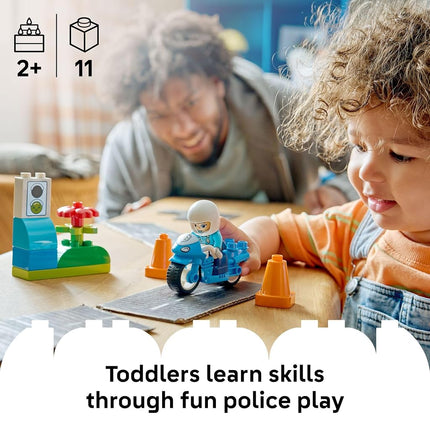 LEGO DUPLO Town Blue Police Motorcycle Building Toy for Toddlers - Pretend Play Set & Learning Toy for Boys & Girls, Ages 2+ - Building Blocks for Motor Skills Practice - Gift for Birthdays - 10471