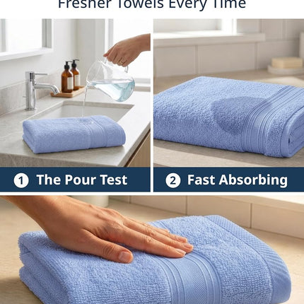Lane Linen 100% Cotton Hand Towels for Bathroom - 6 Piece Set (16" x 28"), Soft and Highly Absorbent Hand Towels for Bathroom, Hotel & Spa, Perfect Bathroom Hand Towels for Daily Use - Cerulean Blue