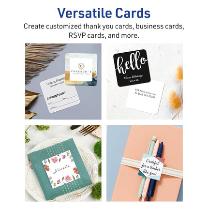 Avery Printable Square Cards with Rounded Corners, Sure Feed Technology, 2" x 2", Matte White Cardstock, Print-To-The-Edge, Laser/Inkjet Printable, 600 Total, Great for Business and Thank You Messages