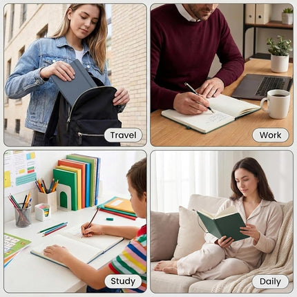 &And Per Se Lined Notebooks, 3 Pack, A5 Hardcover Journals, 160 Page Thick Paper, 100 GSM, Notebook for Office, School (Black)