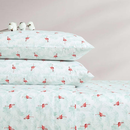 Tommy Bahama - Queen Sheet Set, Cotton Percale Bedding Set, Super Soft and Cozy Home Decor, Oeko-Tex Certified (Flamingo Santa Red, Queen)
