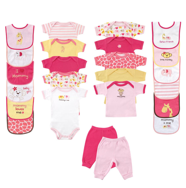 Luvable Friends Baby Girls' 7145_PinkSafari_0-3M L