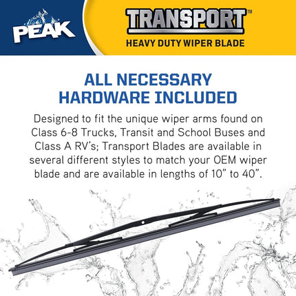 PEAK Transport 26" Heavy Duty Wide Saddle Windshield Wiper Blade, Durable Metal Wiper Blade Replacement for Trucks, RV's and Buses