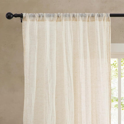 French Connection – Charter Crushed, Window Curtain, Set of 2 Panels, Semi Sheer, Modern Home Décor, Drapes for Living Room, Dining Room, Bedroom, Dorm, Measures 50”x 84”, Natural