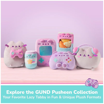 GUND Pusheen Gamer Squisheen Plush, Squishy Toy, Collectible Plush Toy, Gaming Decor, Stuffed Animal for Ages 8 and Up, Gray, 11”