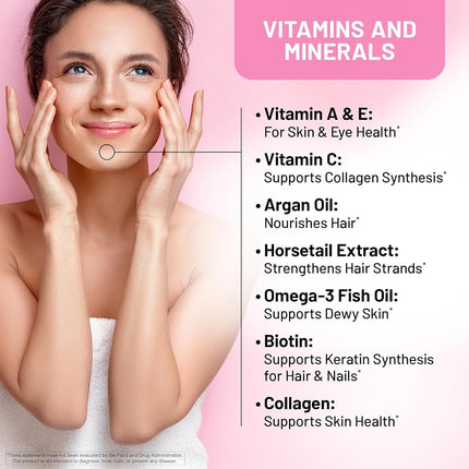 NatureWise Hair Skin and Nails Vitamin, Biotin 5000mcg w/Hyaluronic Acid, Collagen for Women with C, B Complex, D3, A, E, Iron - Non-GMO, Gluten Free - 270 Softgels[3-Month Supply]