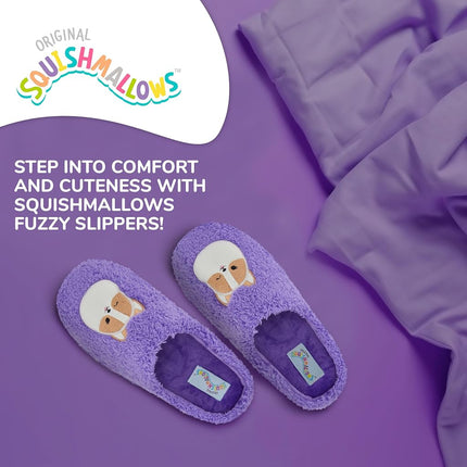Squishmallows Kids Slippers and Womens Slippers Gifts for Women Extra Cozy Fuzzy House Slippers Slip On, Purple, 11-12 Little Kid