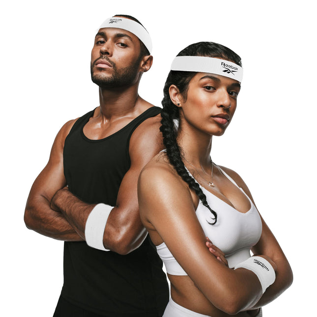Lot de 3 bandeaux de sport unisexes – Bandeau de sudation de 5,7 cm et bracelets de 8,2 cm avec technologie Stay Dry, tissu éponge anti-humidité | Accessoires de fitness de qualité pour un confort actif – Reebok