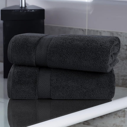 Superior Collection 100% Zero Twist Cotton Super Soft and Absorbent Bath Sheet Set, Black (Set of 2)