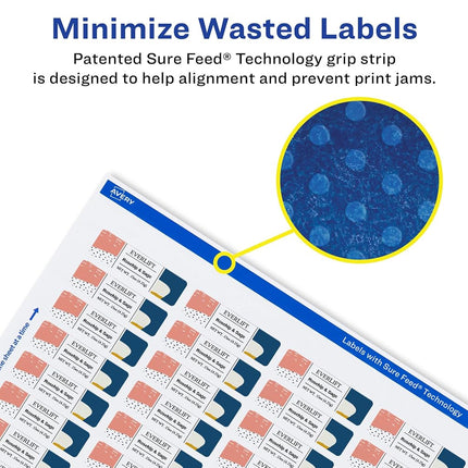 Avery Matte White Removable Rectangle Labels with Sure Feed Technology, Print-to-The-Edge, 1" x 2", 600 Removable Labels, Laser/Inkjet Printable Labels