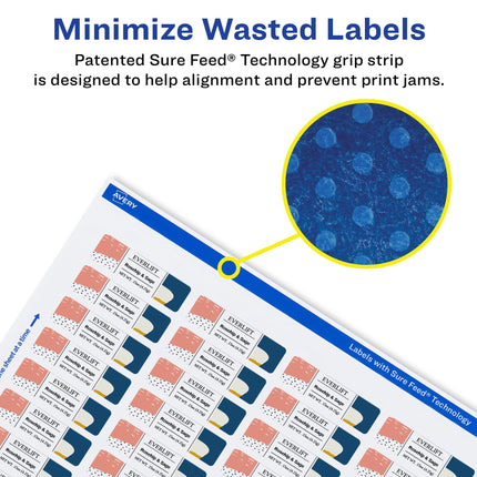 Avery Matte White Removable Rectangle Labels with Sure Feed Technology, Print-to-The-Edge, 1-13/16" x 2-3/16", 600 Removable Labels, Laser/Inkjet Printable Labels