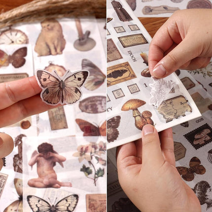 Auguro Vintage Ephemera Sticker 24 Sheets 480 precut washi Stickers Paper Journal Stickers for Adults Junk Journal Sticker Book Scrapbooking Supplies