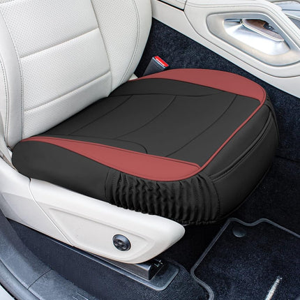 FH Group Car Seat Cushion – Durable PU Leather Car Seat Cushions, 2 Piece Front Set Car Seat Cushion, Bottom Seat Protector, Water Resistant Car Seat Cover for Sedan, Truck, SUV Burgundy