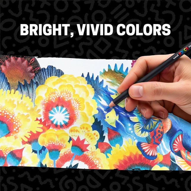 Posca Oil and Wax Art Pencils Set, 36 Prismacolor Pencils, Drawing Supplies, Watercolor Pencils, Pencils for Adult Coloring Books for Women or Men