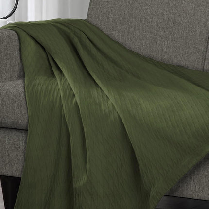 Superior 100% Cotton Thermal Blanket, Soft and Breathable Cotton for All Seasons, Bed Blanket and Oversized Throw Blanket with Luxurious Diamond Weave - King Size, Forest Green