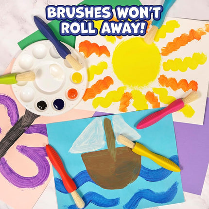 READY 2 LEARN Triangle Grip Toddler Paintbrush Set - Set of 6 - Easy-Grip Art Supplies - Thick Paint Brushes for Toddlers - Art Supplies for Toddlers 1-3