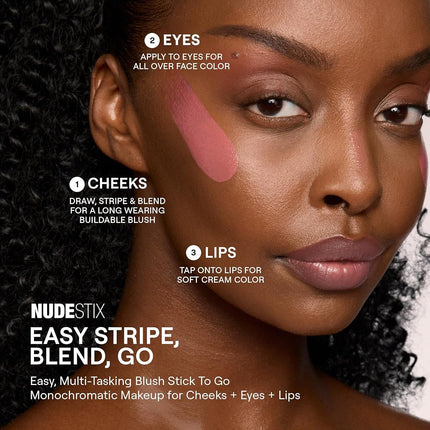 NUDESTIX Nudies Bloom Dewy Blush Stick Cherry Blossom Babe 7g – Dewy Cream Blush for Cheeks, Eyes & Lips – Glass Skin Glow, Buildable Colour, Cool Fresh Rose