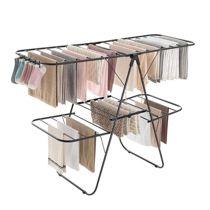 SONGMICS Clothes Drying Rack, Foldable 2-Level Lau