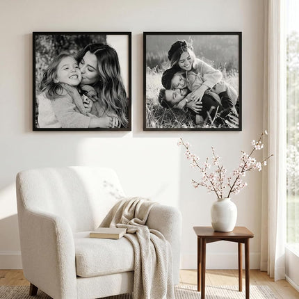 Americanflat 24x24 Picture Frame with Polished Plexiglass - Streamline Collection - Thin Square Picture Frame for Wall Display - Hanging Hardware Included - Black