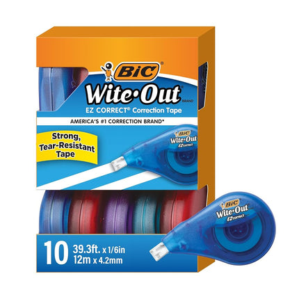 Cinta correctora BIC Wite-Out Brand EZ Correct, blanca, paquete de 10 unidades
