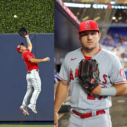 Rawlings Boys Select Lite Youth Baseball Glove | Pro Player Models | Sizes 10.5" - 12.25" | Multiple Styles Series, Mike Trout | Trap-Eze Web - Navy/Scarlet, 12.25" | Outfield