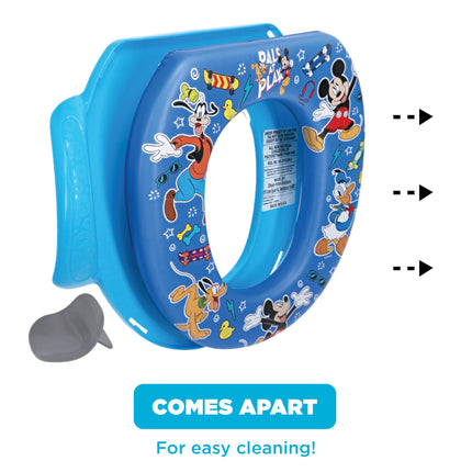 Disney Mickey Mouse Amigos Jugando Asiento Reductor de Inodoro y Asiento de Entrenamiento para el Orinal - Cojín Suave, Entrenamiento para ir al Baño del Bebé, Seguro, Fácil de Limpiar