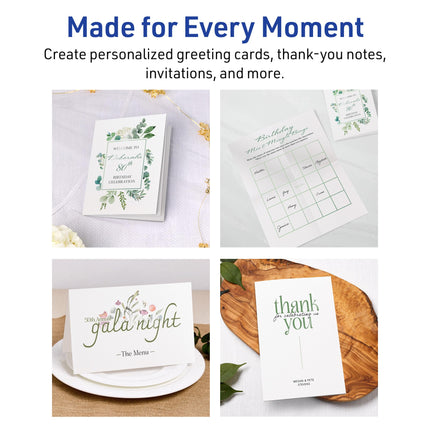 Avery Printable Note Cards, 4.25" x 5.5", Two-Sided Printing, Matte White, 2 Pack, 100 Cards Total (5813)