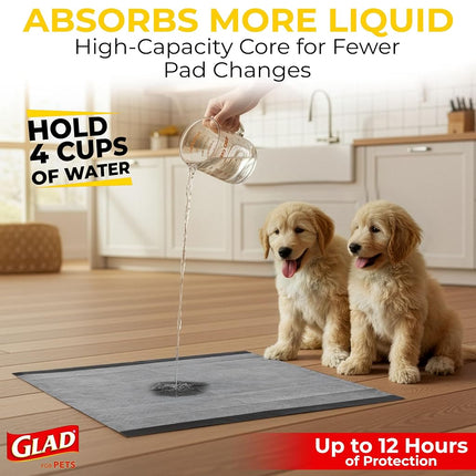 Glad for Pets Black Charcoal Puppy Pads, All-in-One | Puppy Potty Training Pads That ABSORB & NEUTRALIZE Urine Instantly | New & Improved Quality Puppy Pee Pads, 14 count