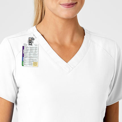 WonderWink 6155AWHITSM W123 Women's Stylized V-Neck Top, White, Standard-S Size
