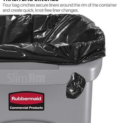 Rubbermaid Commercial Vented Slim Jim Trash Can Waste Receptacle, 23 Gallon, Blue, Plastic, 1956185