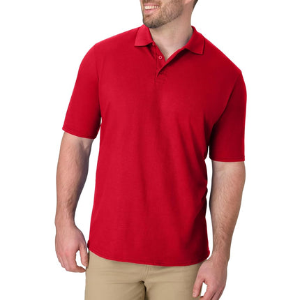 Hanes Men's Pique Short Sleeve Shirt, Three-Button Midweight Polo, Deep Red, XXL