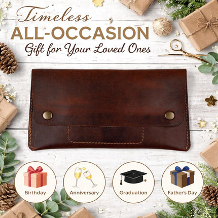 The Antiq Leather Currency Pouch, Currency Organiser, Dollar Bills Holder, Bills Organizer, Money Envelope with Mobile Pocket, Money Bag for Men and Women (Brown)