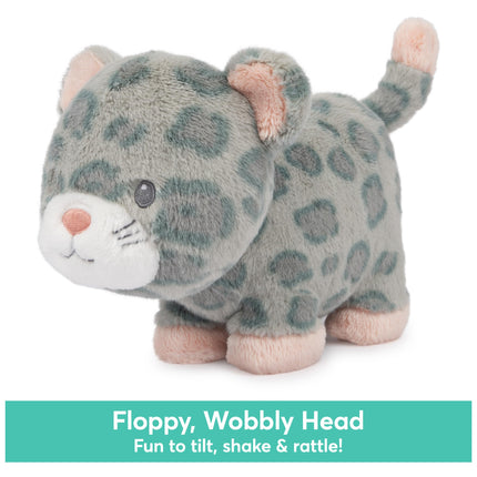 GUND Baby Safari Friends Colección de peluches de leopardo con sonajero, juguete sensorial de peluche para bebés y recién nacidos, gris/rosa, 17,78 cm