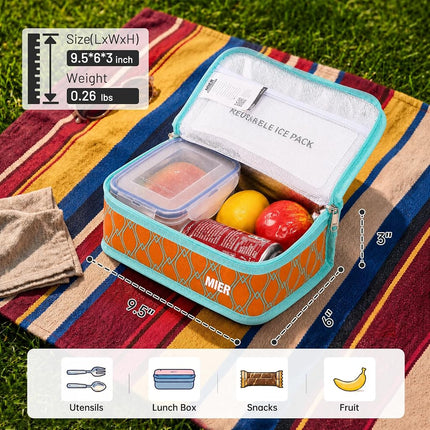 MIER Portable Thermal Insulated Cooler Bag Mini Lunch Bag for Kids, Orange