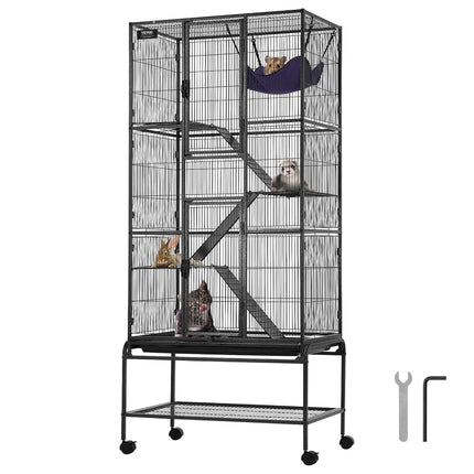 VEVOR 69" Rolling Metal Ferret Cage, Large 4-Tier 