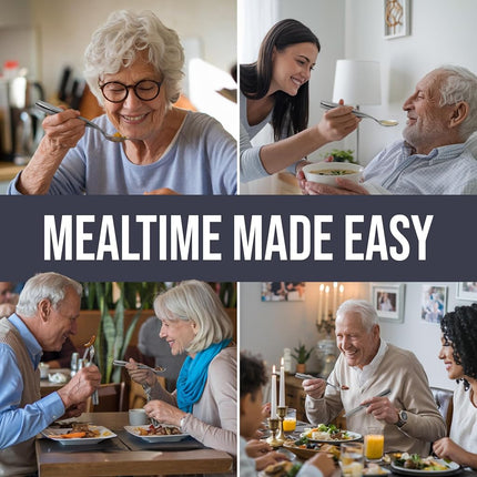 BUNMO Weighted Utensils for Tremors and Parkinsons Patients - Heavy Weight Silverware Set of Knife, Fork and Spoon - Adaptive Eating Flatware (3 Pieces)