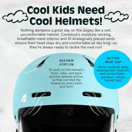 Retrospec Comstock Youth Ski & Snowboard Helmet for Kids - Durable ABS Shell, Protective EPS Foam & Cooling Vents - Adjustable Fit for Boys & Girls - Matte Blue Ridge, 48-51cm X-Small, 4796