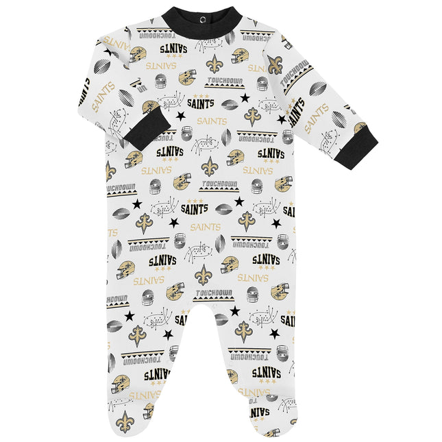 NFL 3 Piece Bodysuit, Sleep n Play and Cap Set, Boy New Orlean Saints Blue, 3-6M