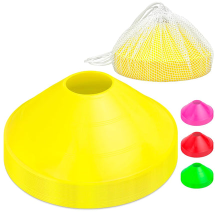 GoSports Premium Sports Cones for Agility Training and Drills - 20 Pack with Tote - Yellow